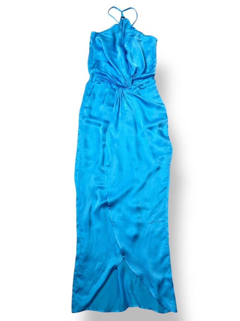 Young Fabulous Broke (YFB) Siren Slip Dress Halter Racer Back Teal Blue Sz XS - Picture 8 of 9